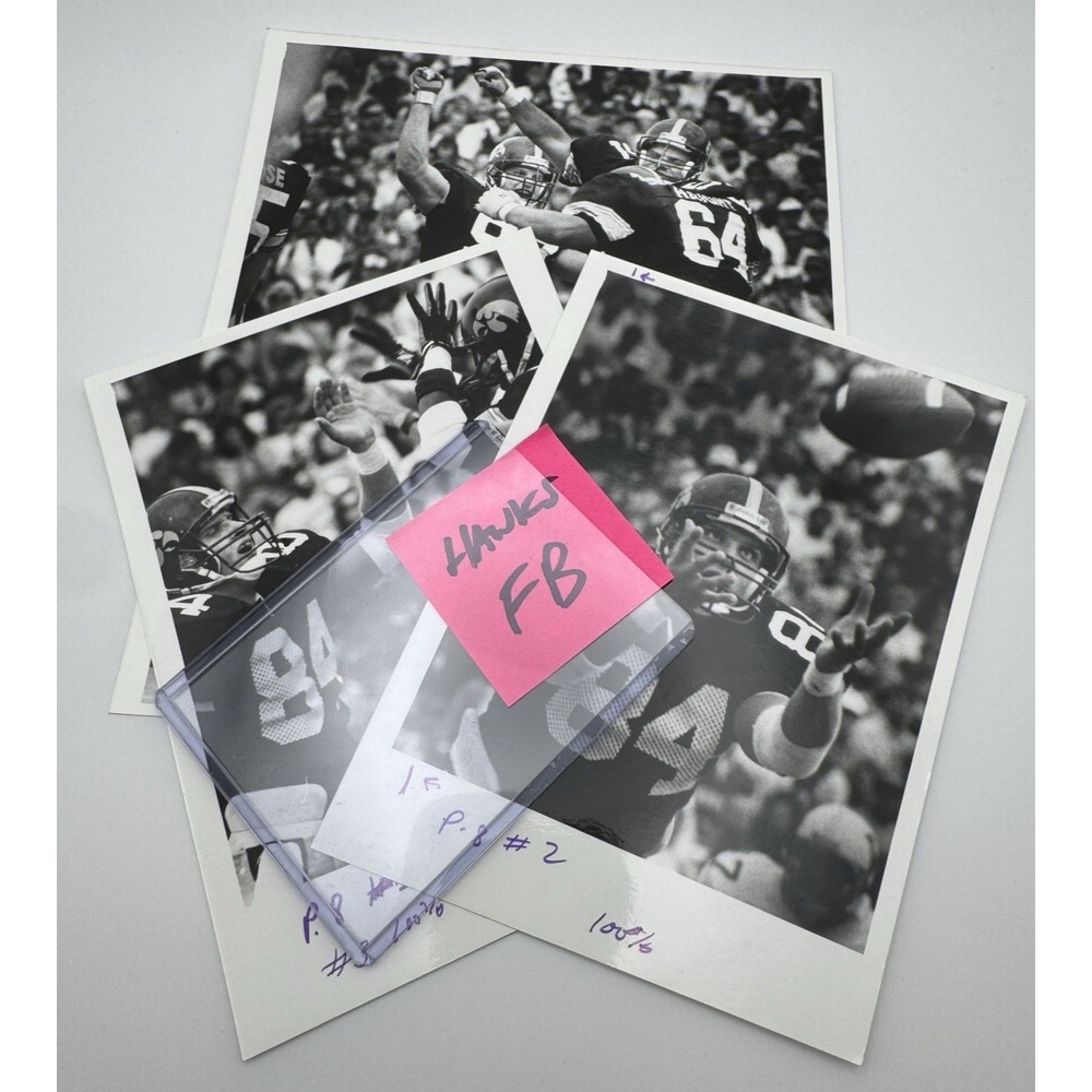 Iowa Hawkeyes Football 1988 Season Marv Cook ~ Joe Mott ~ Dave Haight B&W Photo